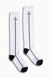 Women's Ruffle Knee Socks White